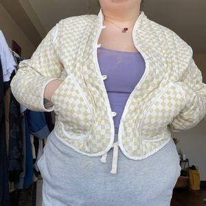 Checkered cropped jacket